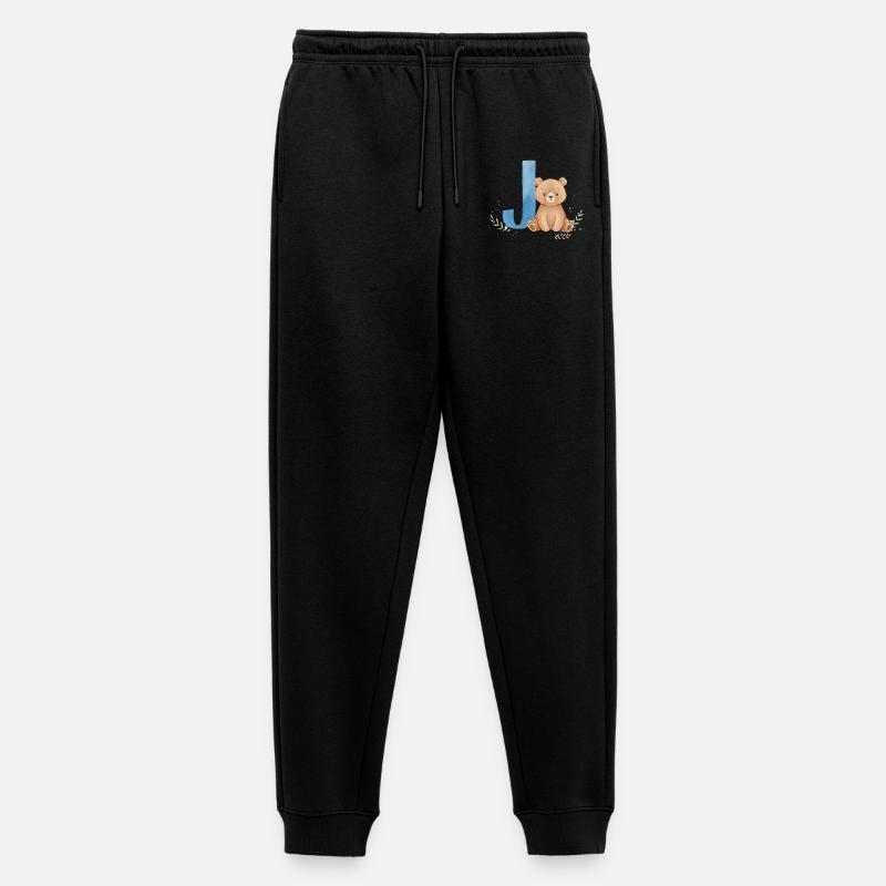J und Teddy Bär Aquarell-Design - Männer Premium Bio Jogginghose - Schwarz