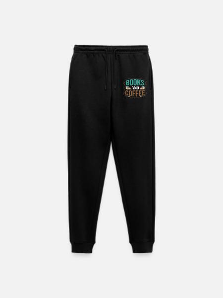 Books and Coffee Motif - Men's Premium Organic Joggers - black