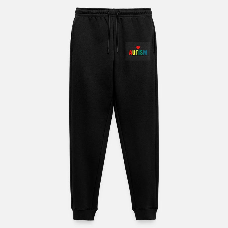 Regenbogen-Autismus mit Herz - Männer Premium Bio Jogginghose - Schwarz