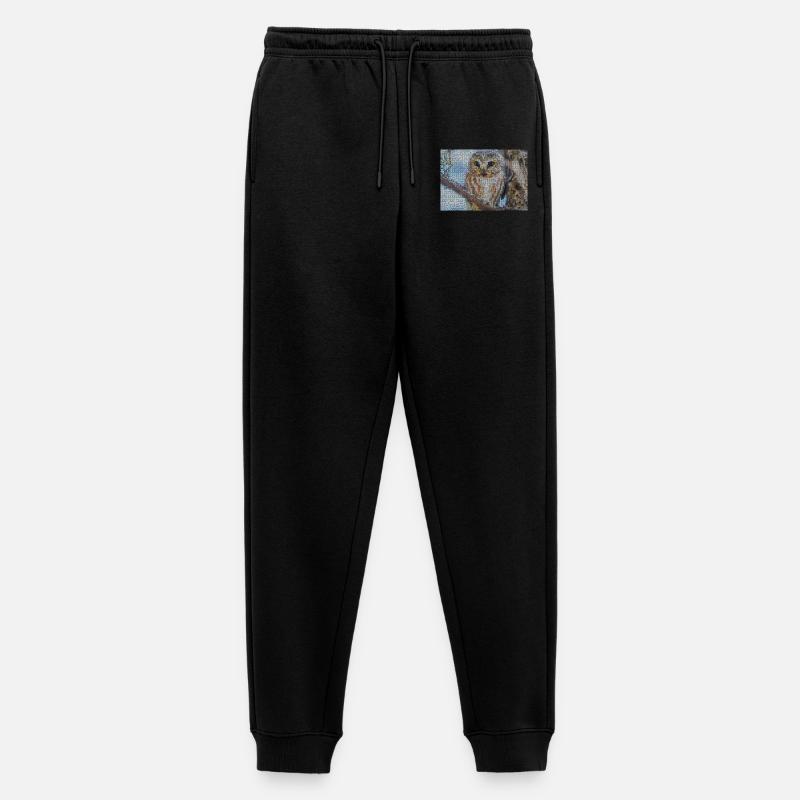 Nächtliche Eulen-Mosaik - Männer Premium Bio Jogginghose - Schwarz