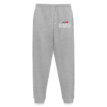 All You Need Is Love And A Cat Lustig Katze Spruch - Männer Premium Bio Jogginghose - Grau meliert - Vorne - Thijin (182cm)