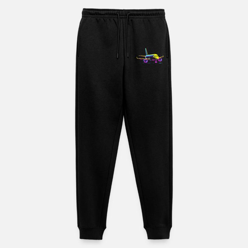 Flugzeug Cartoon Stil - Männer Premium Bio Jogginghose - Schwarz
