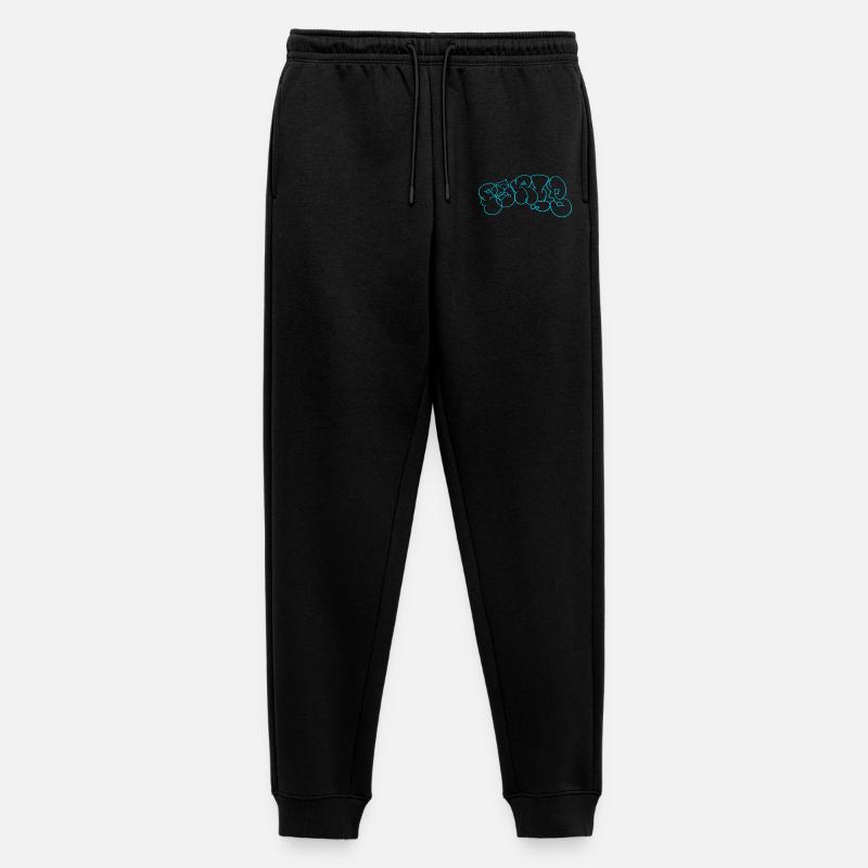 Blaues Bubble-Graffiti Muster im Paris Style - Männer Premium Bio Jogginghose - Schwarz