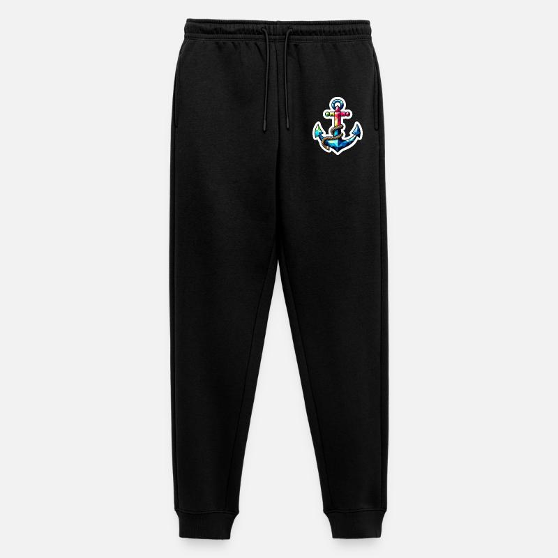Anker mit Knoten Polygon bunt - Männer Premium Bio Jogginghose - Schwarz