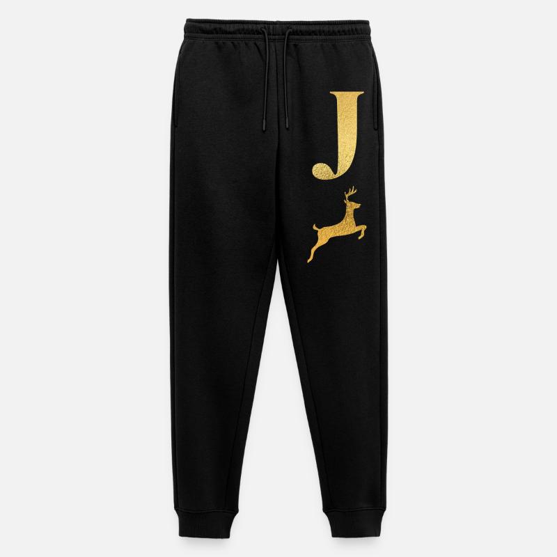 Buchstabe j Goldener Hirsch - Geschenkidee - Männer Premium Bio Jogginghose - Schwarz