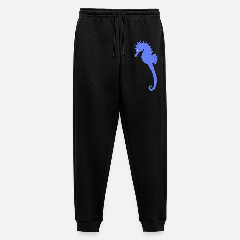 Verspieltes blaues Seepferdchen-Kunstdruck - Männer Premium Bio Jogginghose - Schwarz