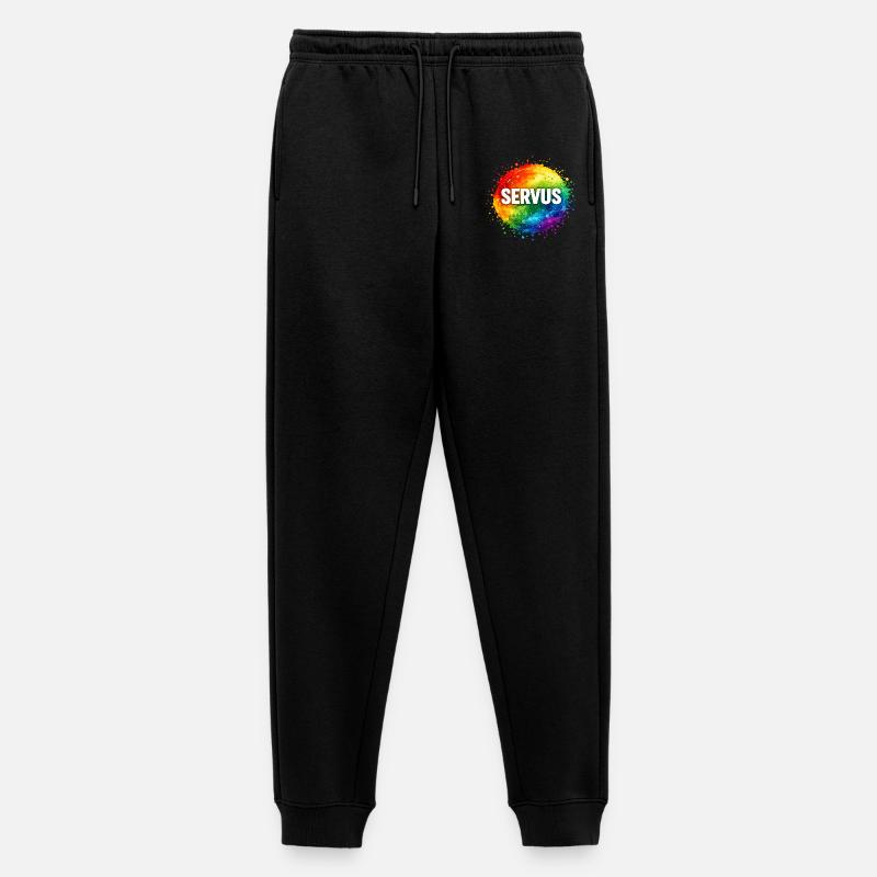 Bunte Farbexplosion SERVUS - Männer Premium Bio Jogginghose - Schwarz