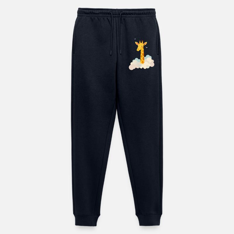 Gentle giraffe above the clouds – Dreamlike motif - Men's Premium Organic Joggers - navy