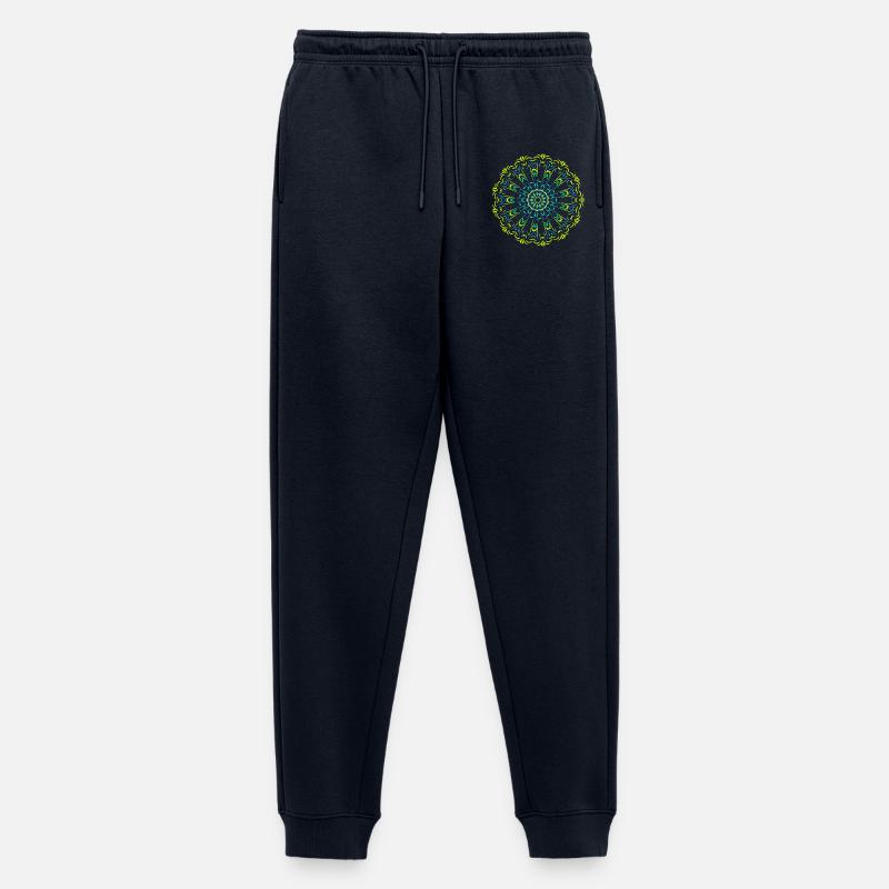 Leuchtendes Mandala Neon Design - Männer Premium Bio Jogginghose - Navy