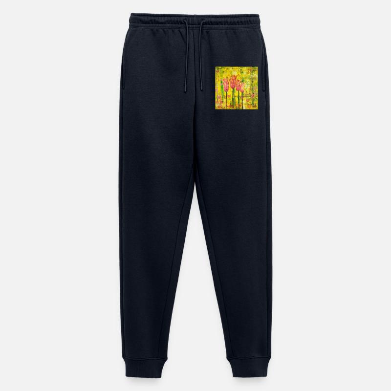 Ausdrucksstarke Blumenmalerei - Männer Premium Bio Jogginghose - Navy