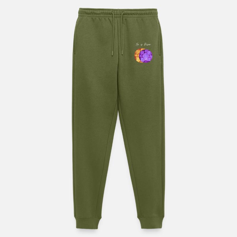 He is Risen Geometric Gem - Men's Premium Organic Joggers - khaki