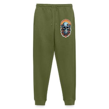 Bones and Botany skull - Men's Premium Organic Joggers - khaki - Front - Thijin (182cm)