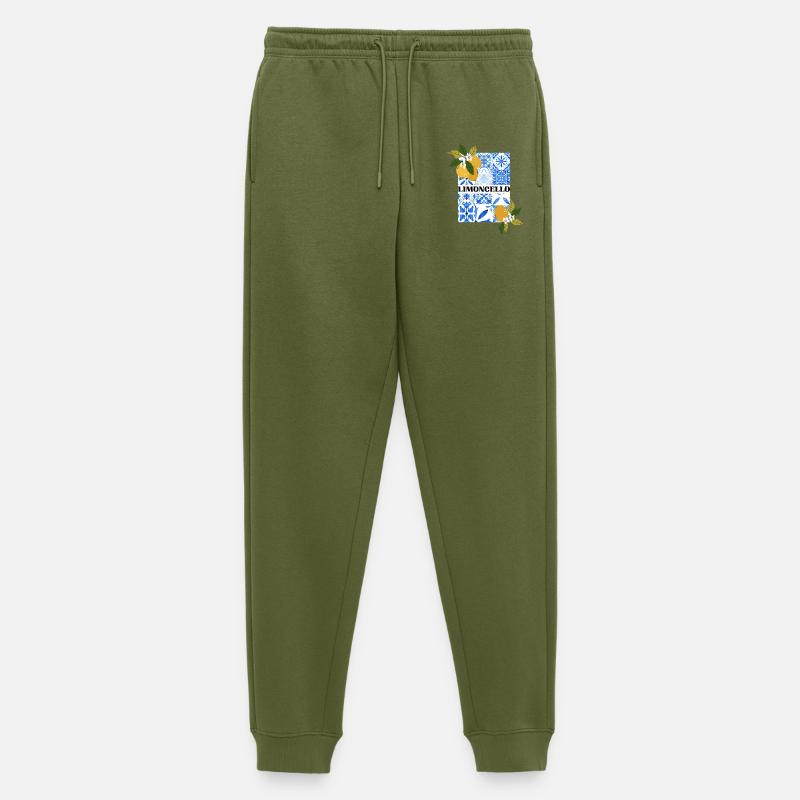 Limoncello – Citrus and Azulejo Pattern - Men's Premium Organic Joggers - khaki
