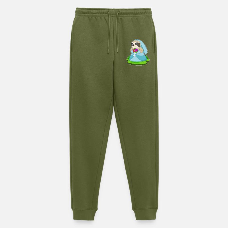 Faultier Braut Blumenstrauß Hochzeit - Männer Premium Bio Jogginghose - Khaki