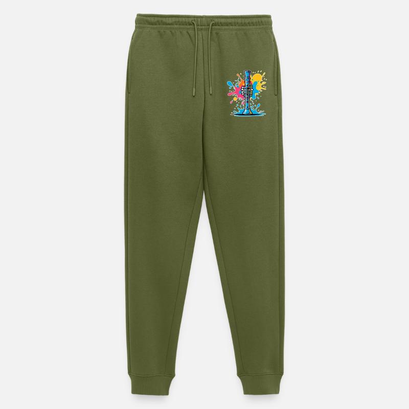 Lebendige Klarinetten Illustration Farbspritzern - Männer Premium Bio Jogginghose - Khaki