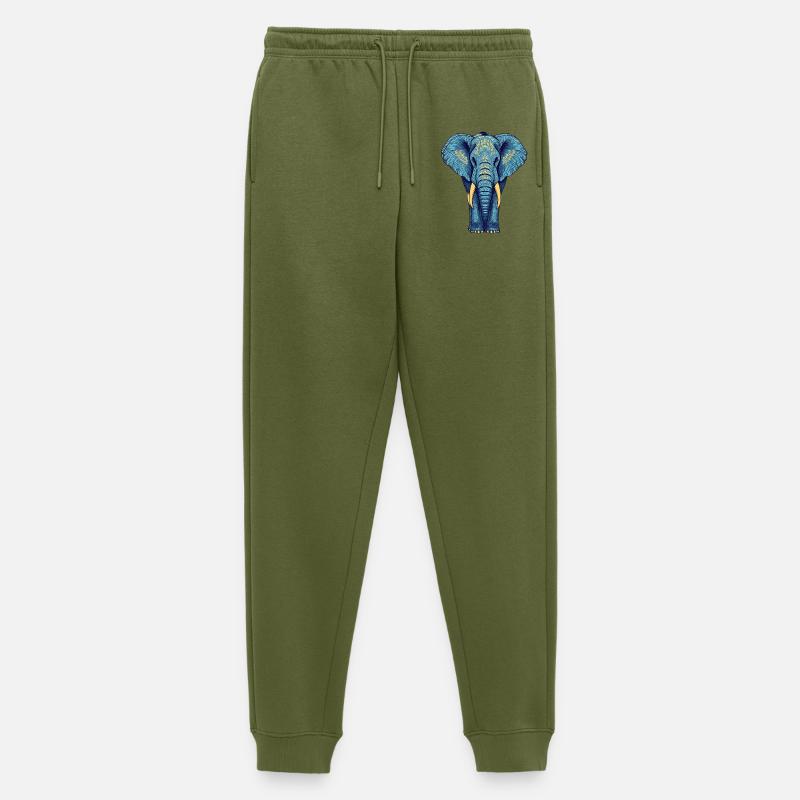 Eleganter Elefantenkopf mit Ornamentmuster - Männer Premium Bio Jogginghose - Khaki