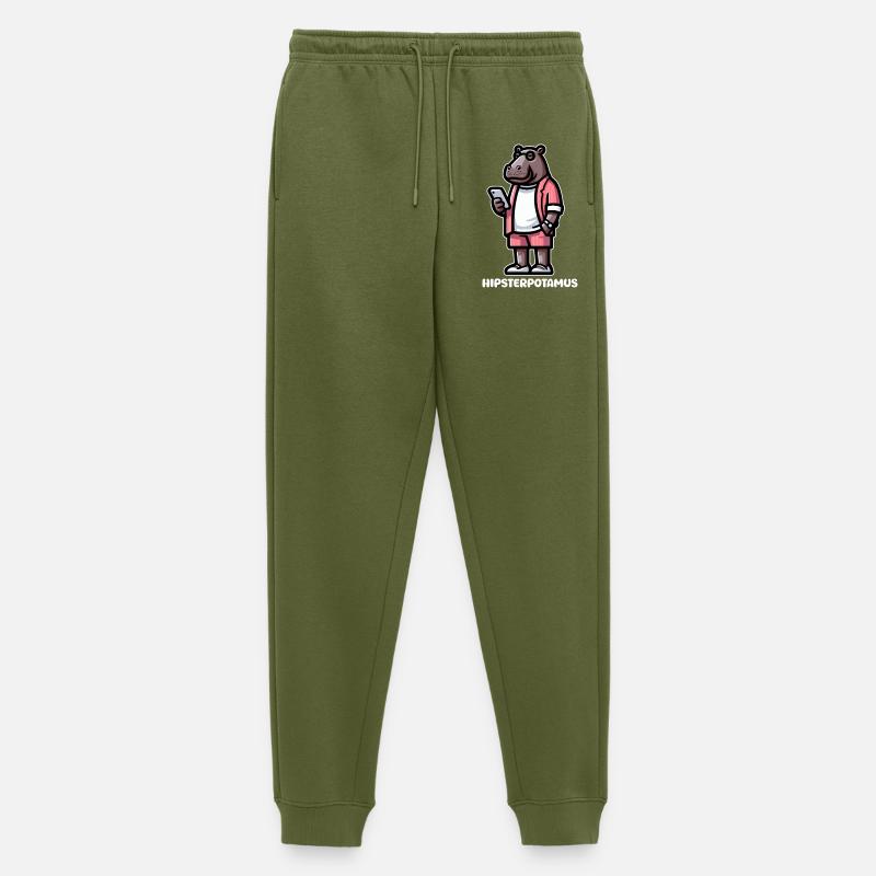 HippoHipster im rosa Anzug - Männer Premium Bio Jogginghose - Khaki