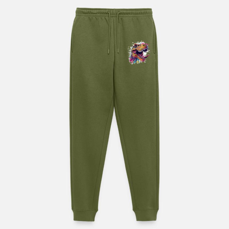 Bunter T-Rex Kopf Splash - Männer Premium Bio Jogginghose - Khaki