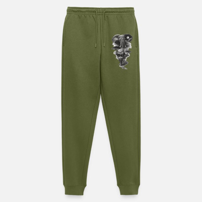 Mond-Elefanten-Silhouette - Männer Premium Bio Jogginghose - Khaki