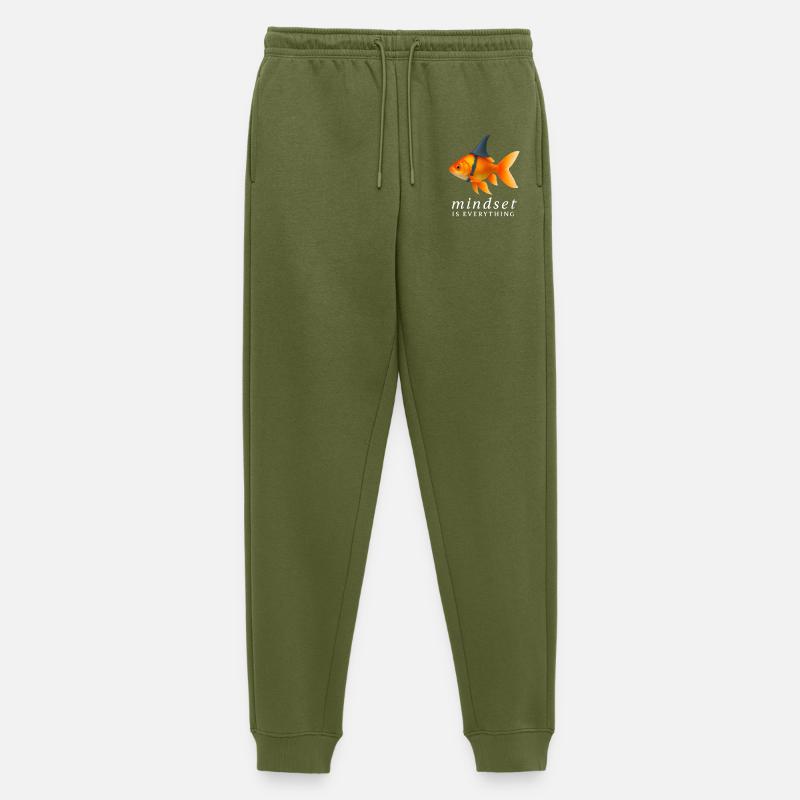 Mindset Goldfisch mit Helm, Motivationsspruch - Männer Premium Bio Jogginghose - Khaki