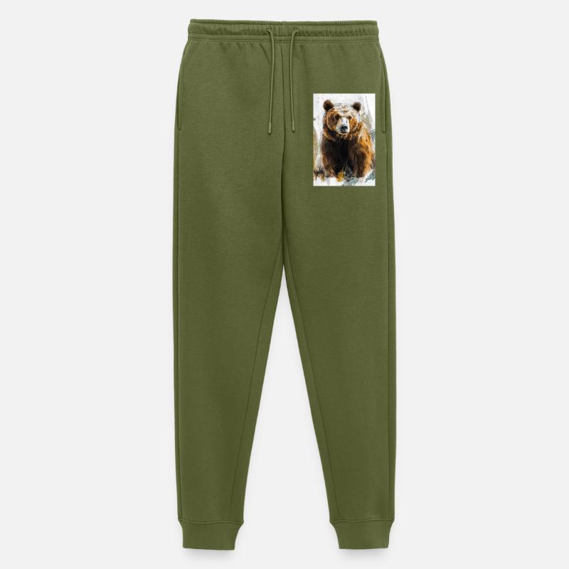 Illustration eines Bären - Männer Premium Bio Jogginghose - Khaki