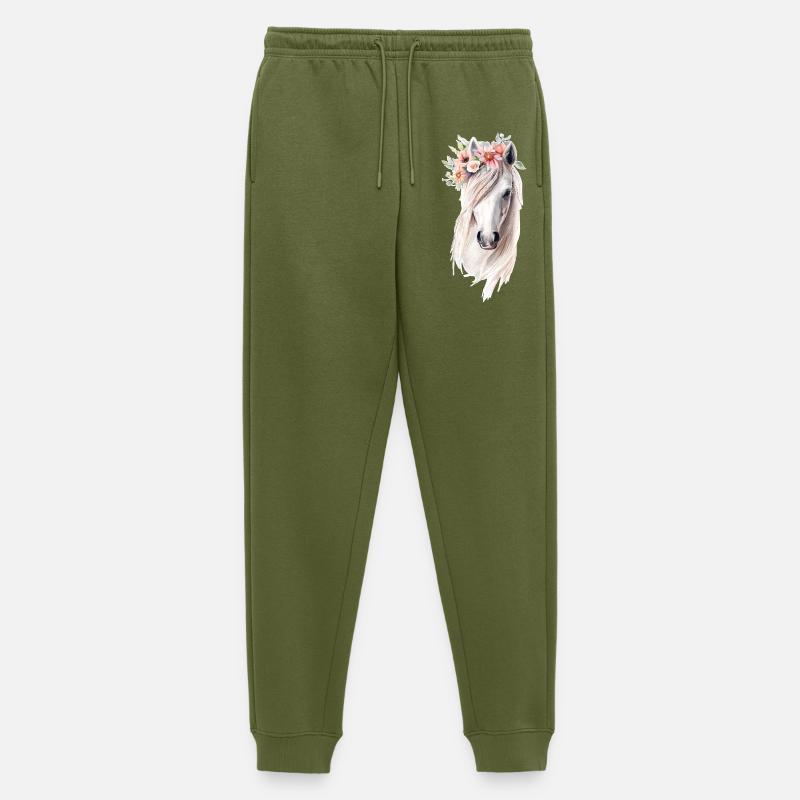 Pferd mit Blumen - Männer Premium Bio Jogginghose - Khaki