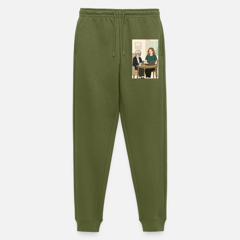 Generations at the table with technology - Men's Premium Organic Joggers - khaki