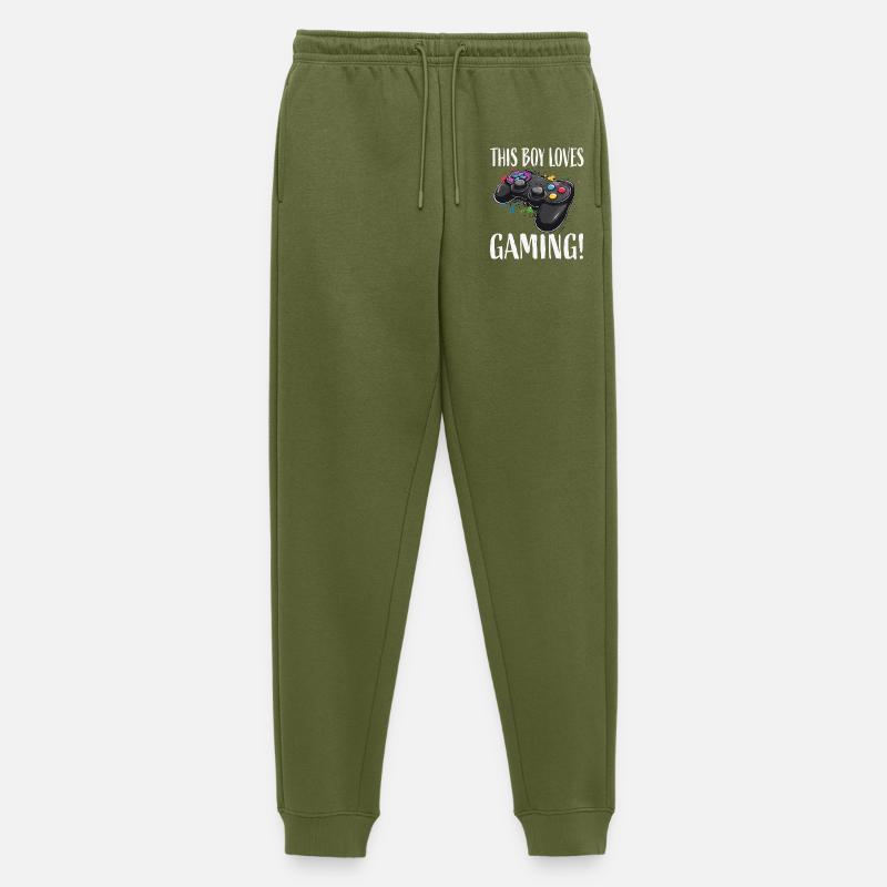 Junge liebt Gaming Controller - Männer Premium Bio Jogginghose - Khaki