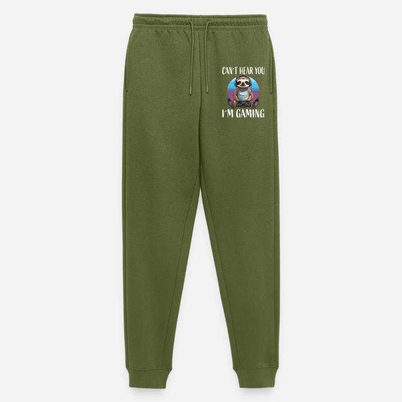 Gamer Sloth im Retro Sunset - Männer Premium Bio Jogginghose - Khaki