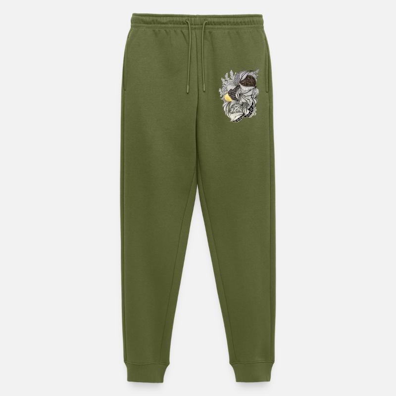 Leaf Fabric Feather Light Pattern - Men's Premium Organic Joggers - khaki