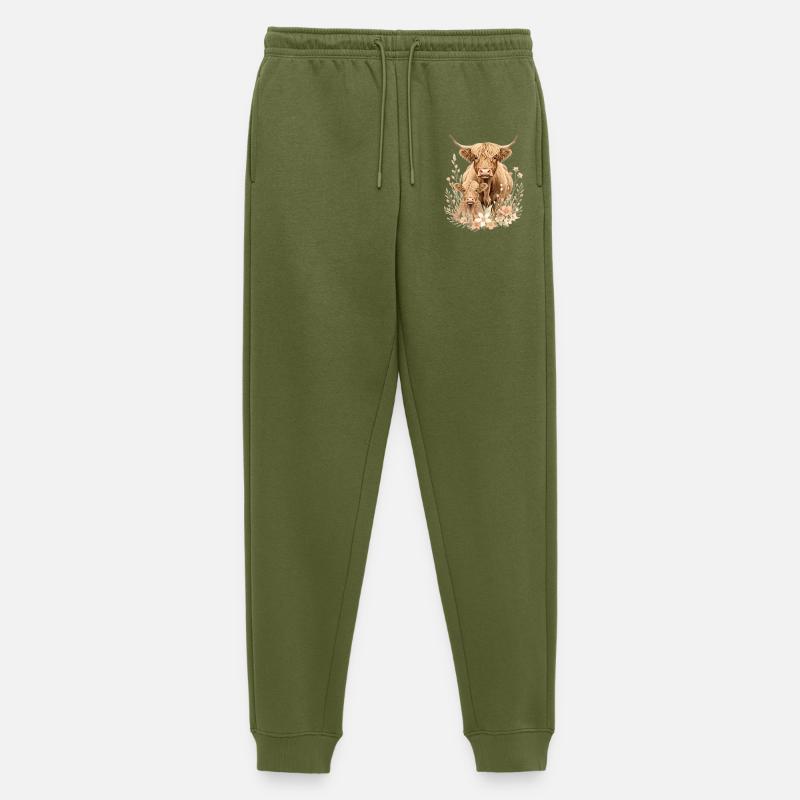 Kühe Kalb im Blumensaum - Männer Premium Bio Jogginghose - Khaki