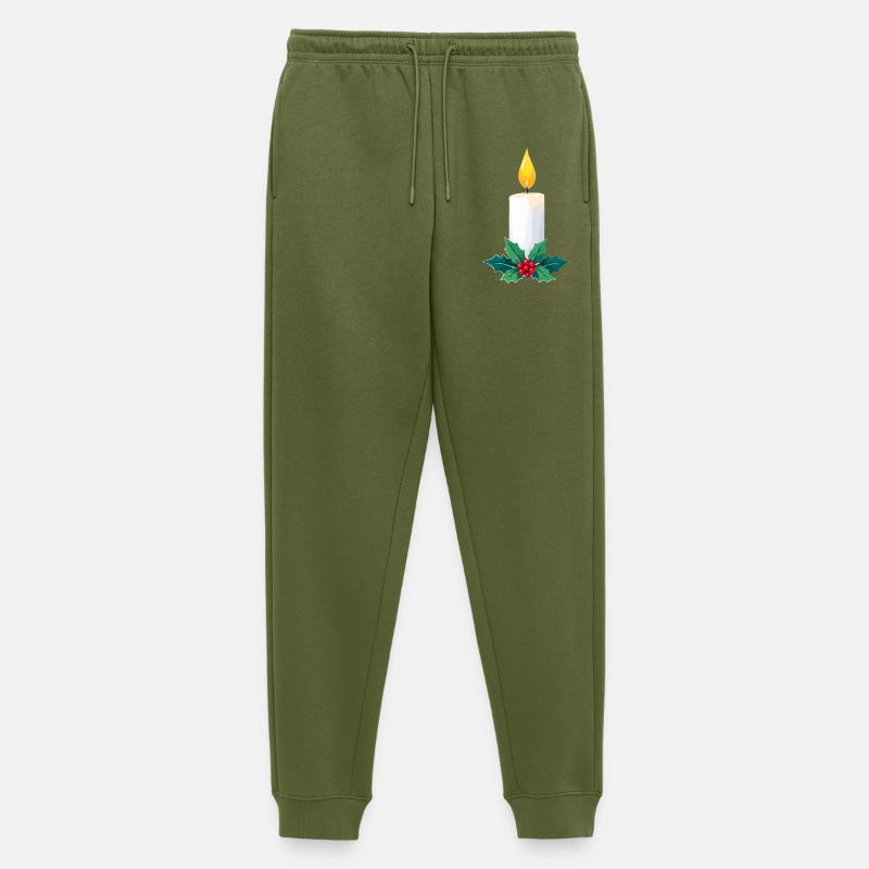 Weihnachtskerze & Stechpalme - Männer Premium Bio Jogginghose - Khaki