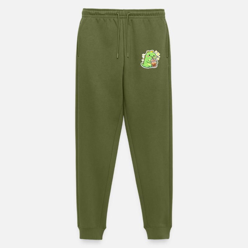 Süßer Dino mit Bubble Tea - Männer Premium Bio Jogginghose - Khaki