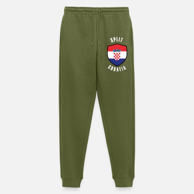 Geteilter Kroatien-Schild - Männer Premium Bio Jogginghose - Khaki