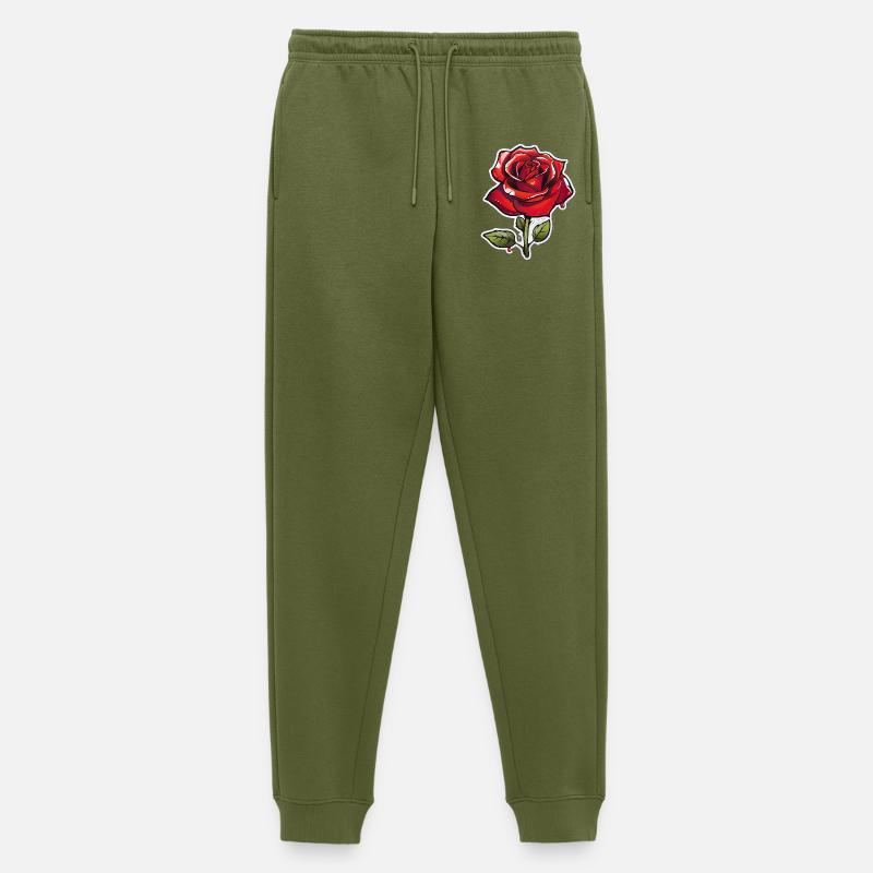 Rote Rose im Comics-Stil - Männer Premium Bio Jogginghose - Khaki