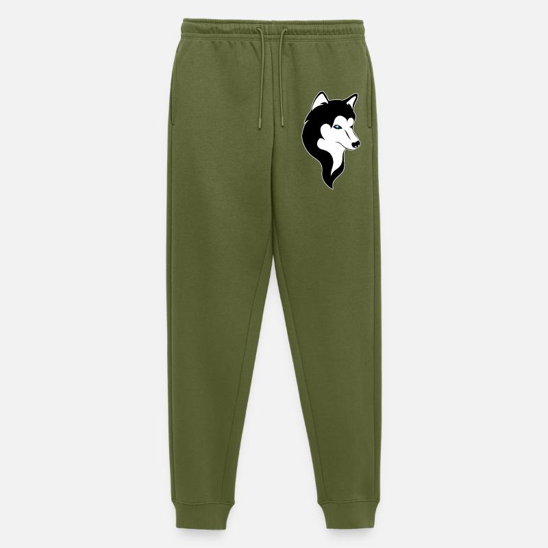 Husky Silhouette Blaue Augen - Männer Premium Bio Jogginghose - Khaki