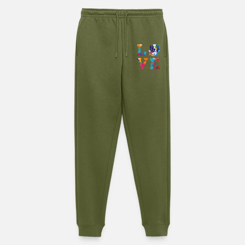 Beagle Love buntes Pop-Art-Hundedesign - Männer Premium Bio Jogginghose - Khaki