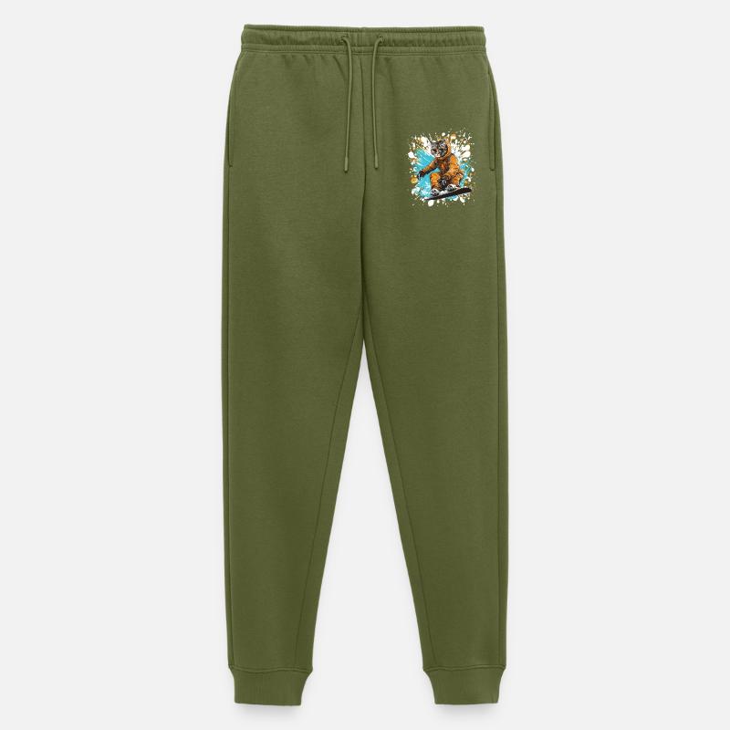 Katze Snowboard - Männer Premium Bio Jogginghose - Khaki