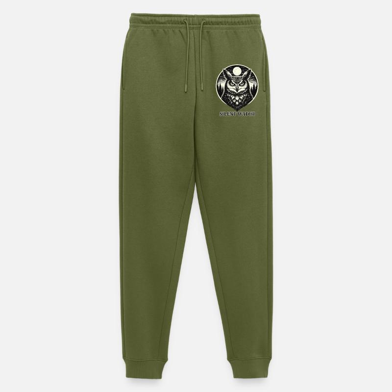Silent Watch - Eule im Woodcut Stil - Männer Premium Bio Jogginghose - Khaki