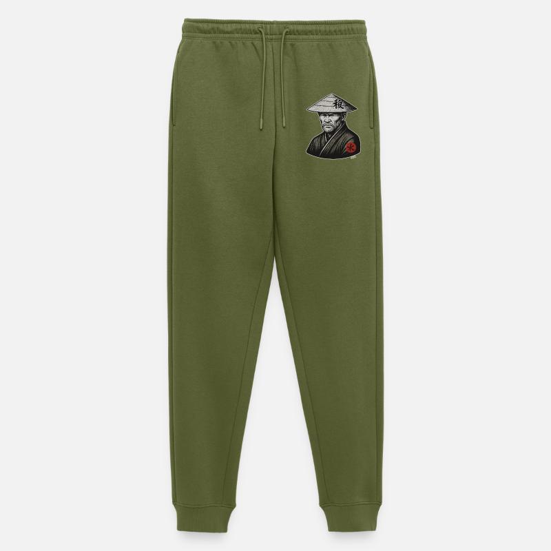 Rice Hat Samurai Warrior - Men's Premium Organic Joggers - khaki