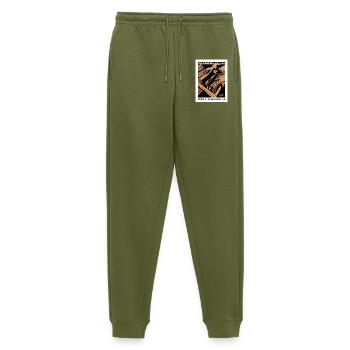 Crate Digger Vinyl Poster 84 - Men's Premium Organic Joggers - khaki - Front - Thijin (182cm)