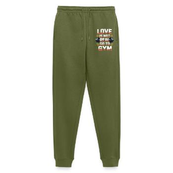 L’amour n’est pas réel - direction la salle de sport - Pantalon de jogging Premium bio Homme - kaki - Devant - Thijin (182cm)