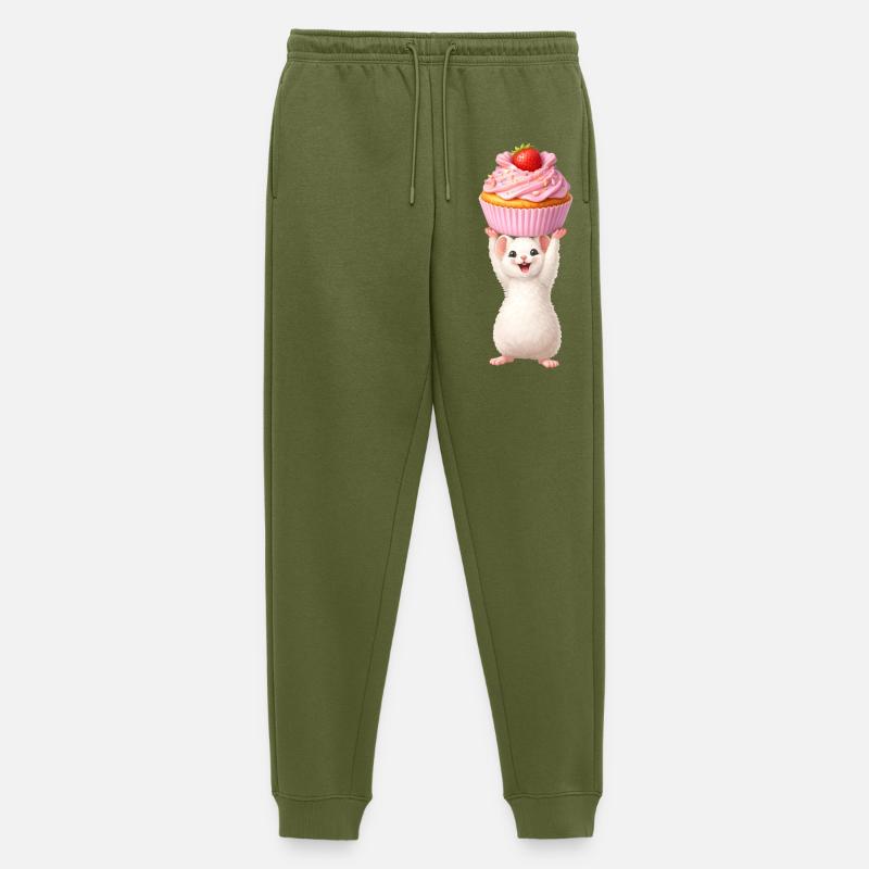 Niedliche Maus mit Erdbeer Cupcake - Männer Premium Bio Jogginghose - Khaki