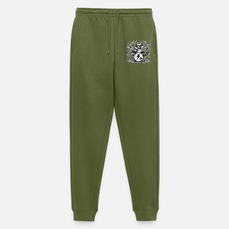Waschbär-Drummer Comic-Takt - Männer Premium Bio Jogginghose - Khaki