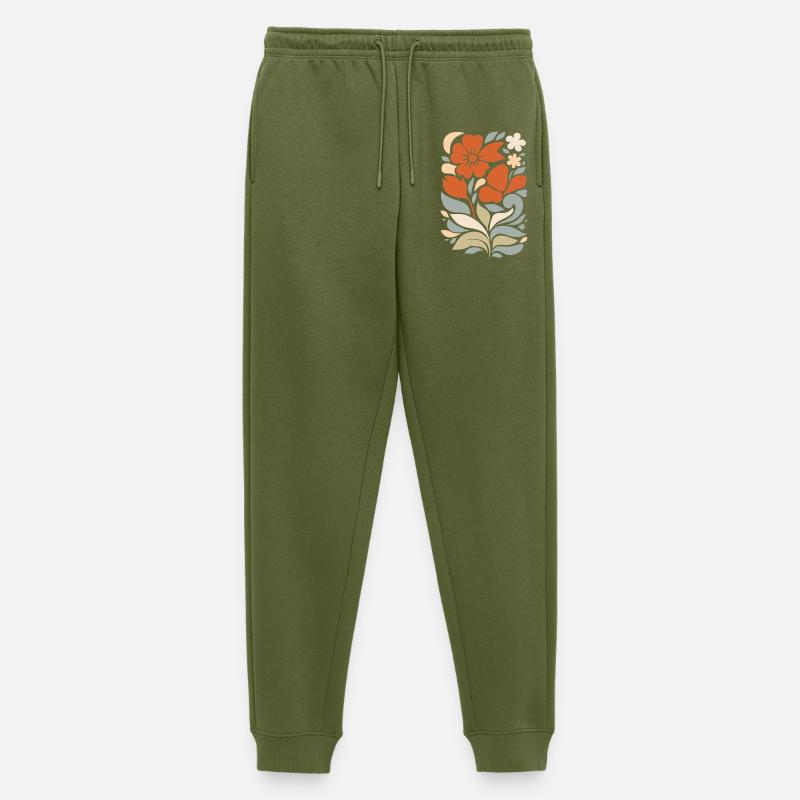 Abstraktes Blumen Muster Illustration - Männer Premium Bio Jogginghose - Khaki