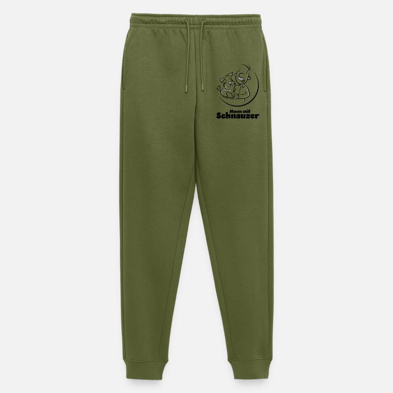 Mann mit Schnauzer (Oberlippenbart) - Männer Premium Bio Jogginghose - Khaki
