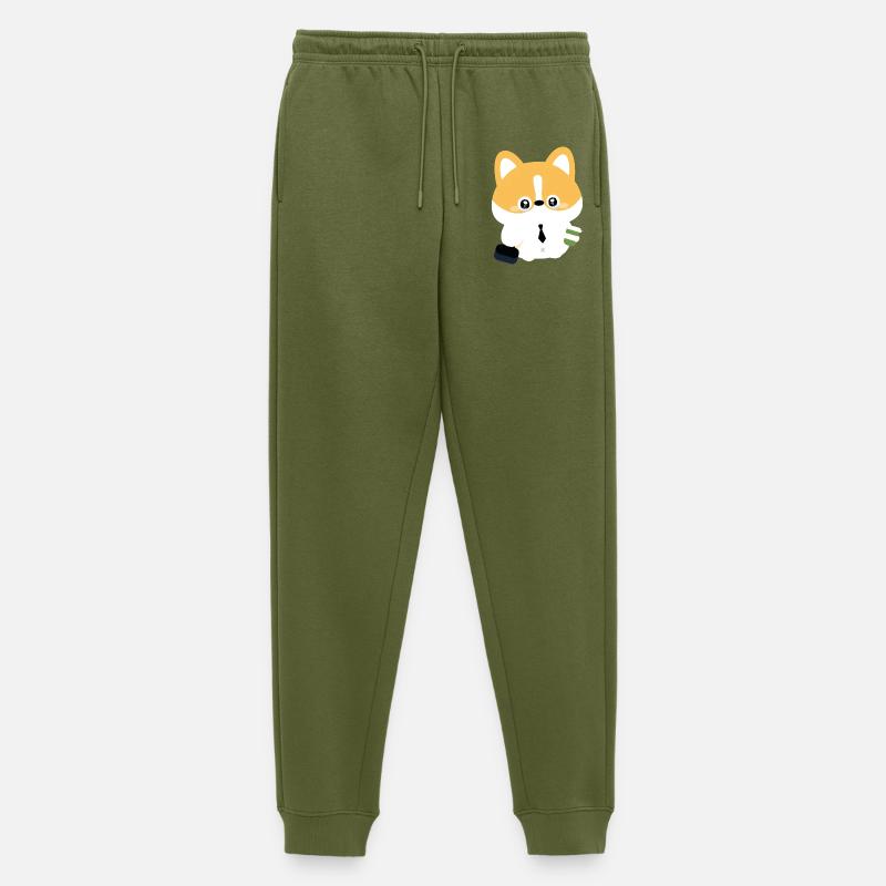 Corgi con cravatta e tazza di caffè - Pantaloni da jogging ecologici premium da uomo - kaki