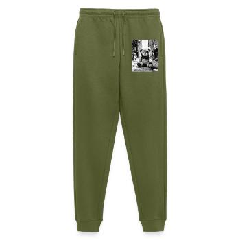 Teddy bear with eye patch near road - Men's Premium Organic Joggers - khaki - Front - Thijin (182cm)