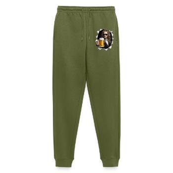 Isaac Newton hält ein Bier - Männer Premium Bio Jogginghose - Khaki - Vorne - Thijin (182cm)