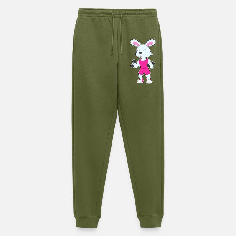 Coniglio Bodybuilder Manubri Bodybuilding - Pantaloni da jogging ecologici premium da uomo - kaki